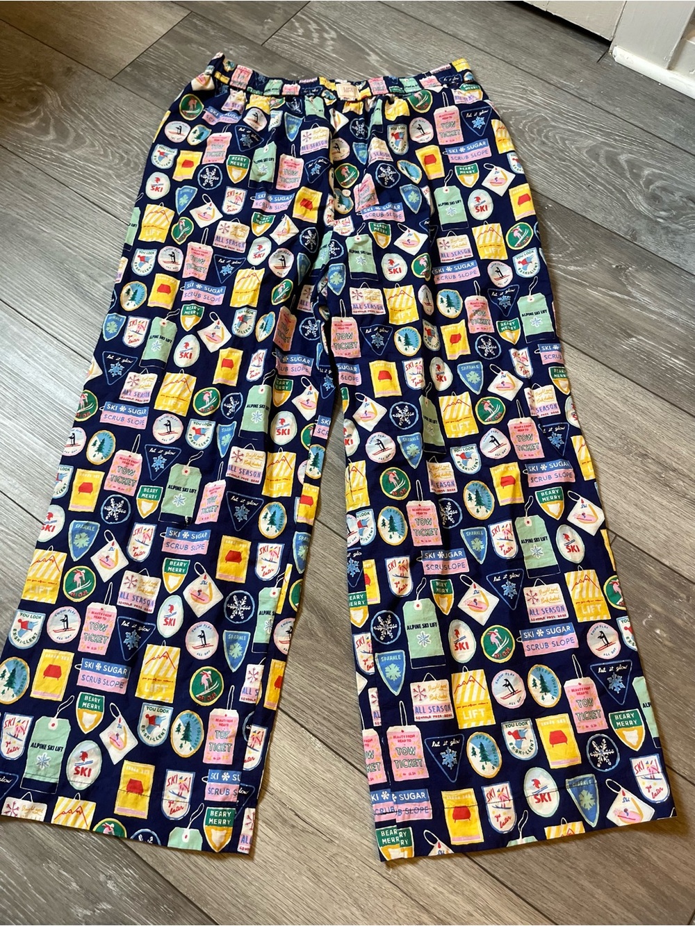 NWT Anthropologie Lyrebird "The Wren" Cotton Boxer Pj Emily Taylor Lift Ski M - Picture 2 of 12